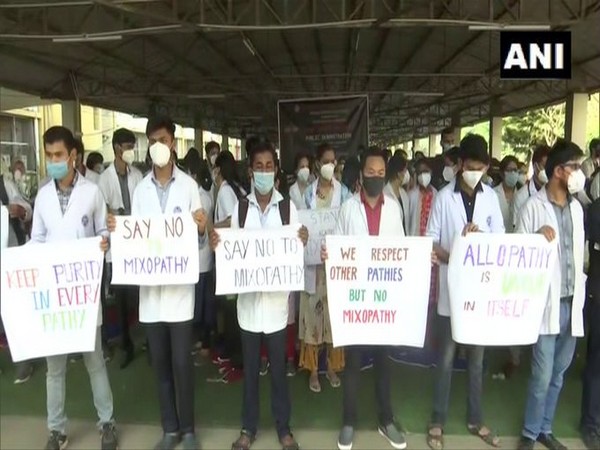 Indian Medical Association (IMA) members and doctors staged a protest against the Centre's law in Guwahati (Photo/ANI)