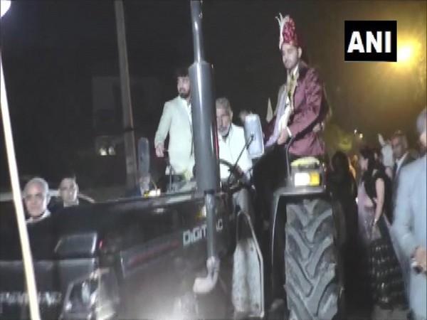 Karnal groom riding tractor to wedding venue (Photo/ANI)