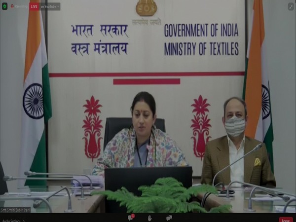 Union Textiles Minister Smriti Irani at the programme on Friday. (Photo/ANI)