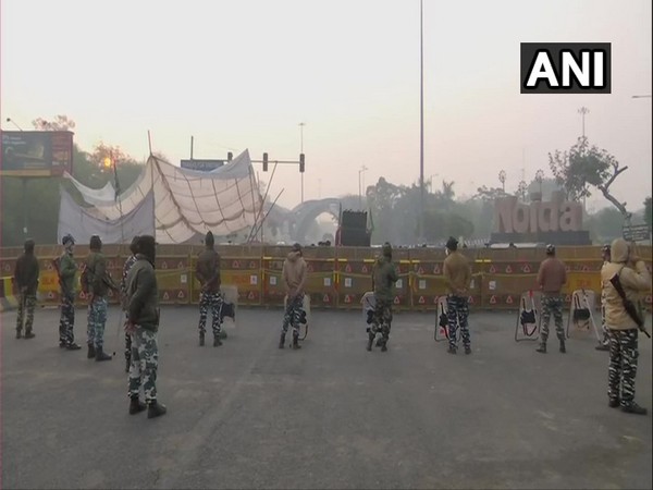 Farmers continue to hold a sit-in protest at Chilla border (Delhi-Noida Link Road)  (Photo/ANI)