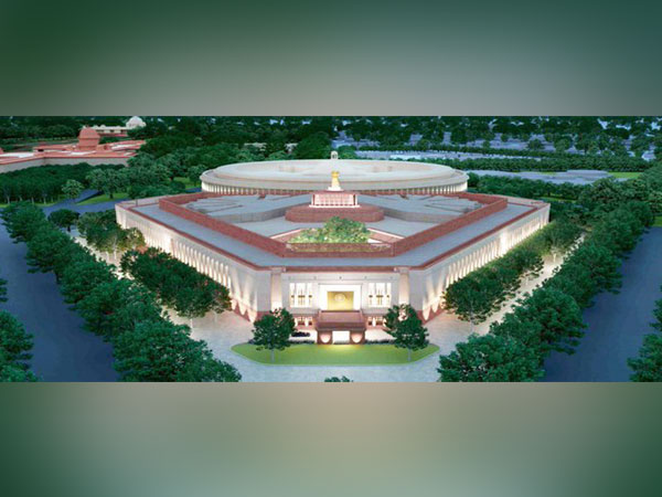 A model of the new Parliament building. (Photo/Twitter/Om Birla)