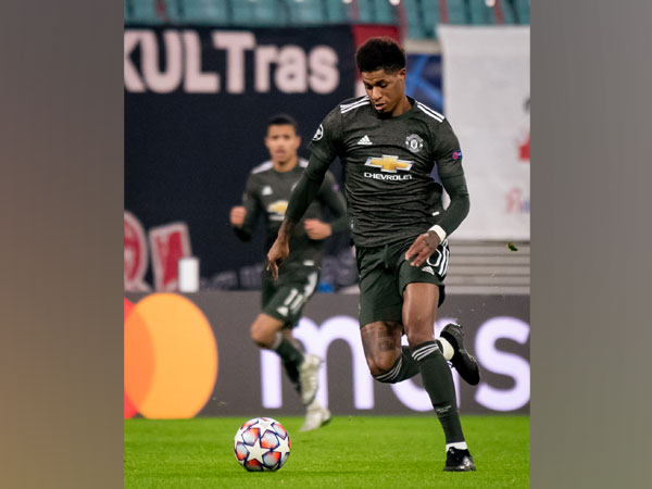 Manchester United's Marcus Rashford in action against RB Leipzig (Photo/ Manchester United Twitter)