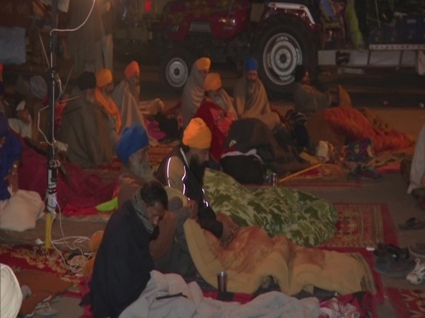 Protesting farmers at Singhu border (Haryana-Delhi border). (Photo/ANI)