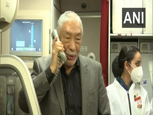 Bhutan Ambassador to India Vetsop Namgyel onboard a flight to Delhi. (Photo/ANI)