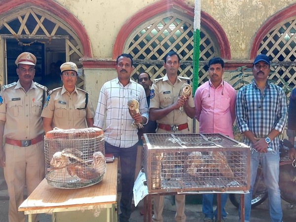 The accused, Kamran Ali Farooqui, with the rescued birds. (Photo/ANI)