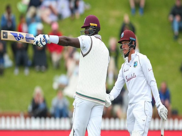 West Indies' Jason Holder and Joshua Da Silva in action against New Zealand. (Photo/ ICC Twitter)
