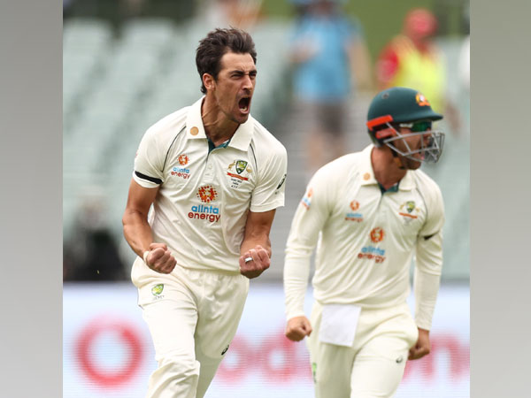 Australia pacer Mitchell Starc in action against India (Photo/ ICC Twitter)