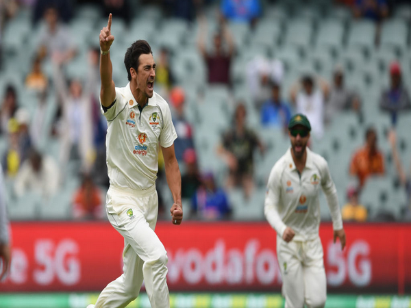 Mitchell Starc celebrates after dismissing Ajinkya Rahane (Photo: ICC twitter)