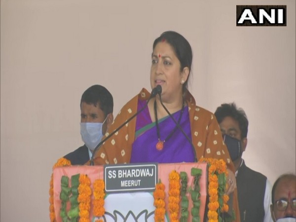Union Minister Smriti Irani in Meerut (Photo/ANI)
