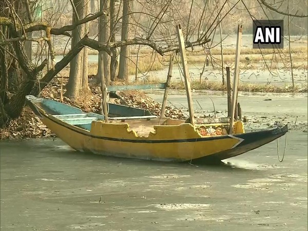 Dal Lake freezes as mercury dips in Srinagar (Photo/ANI)