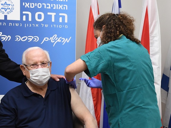 Israeli President Reuven Rivlin gets a COVID-19 vaccine shot on Sunday. (Image source: Twitter)