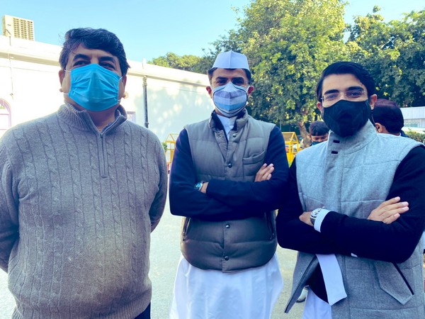 Congress leaders RPN Singh, Sachin Pilot and Jaiveer Shergill during foundation day celebration (Photo/Twitter)