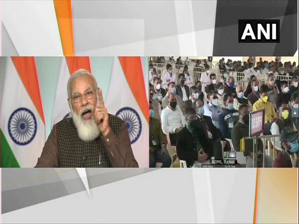 Prime Minister Narendra Modi laid the foundation stone of AIIMS Gujarat. (Photo/ANI)