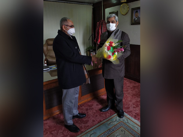 Indian Ambassador to Nepal Vinay Mohan Kwatra met newly appointed Health Minister Hridayesh Tripathi on Thursday. (Photo credit: Twitter/India in Nepal)