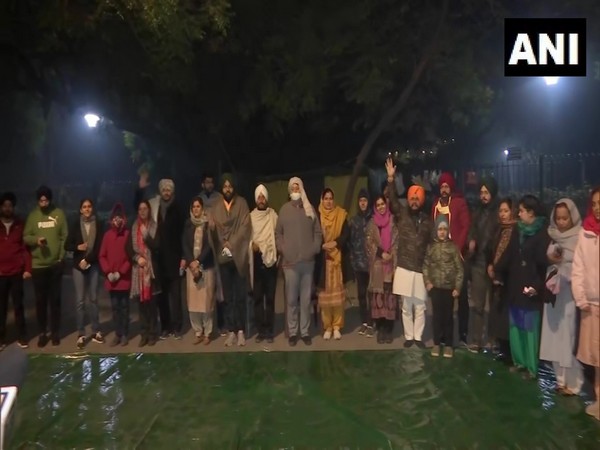Protesting MPs with their families at Jantar Mantar in New Delhi. (Photo/ANI)