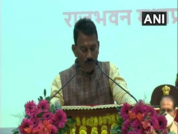 BJP MLA Tulsi Silawat swearing in as minister at Raj Bhavan in Bhopal (Photo/ANI)
