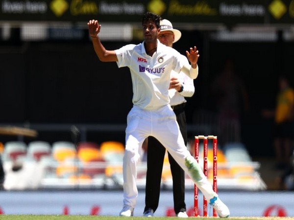 Indian spinner Washington Sundar in action against Australia (Photo/ ICC Twitter)