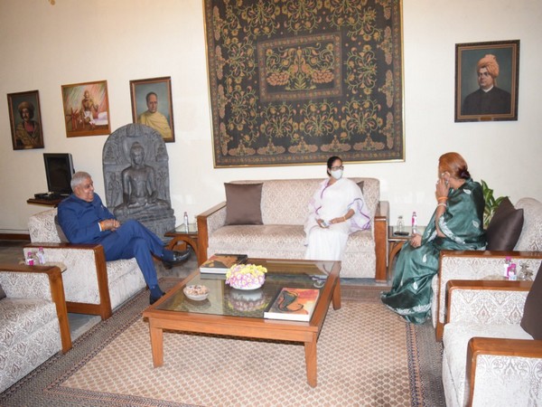 Governor Dhankar and Chief Minister Mamata Banerjee in Raj Bhavan on Wednesday.