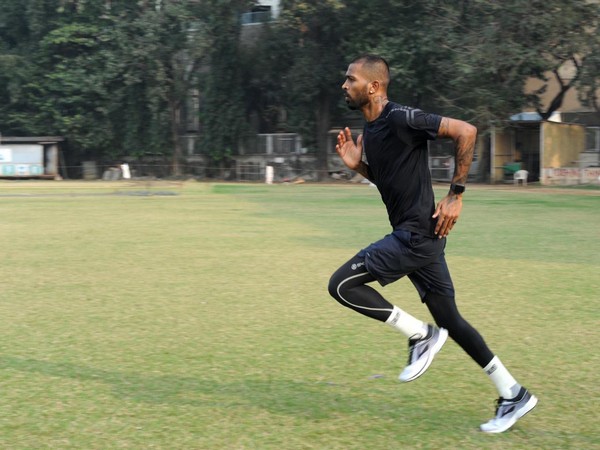 Hardik Pandya sweating it out on the training ground (Photo/ Hardik Pandya Twitter)