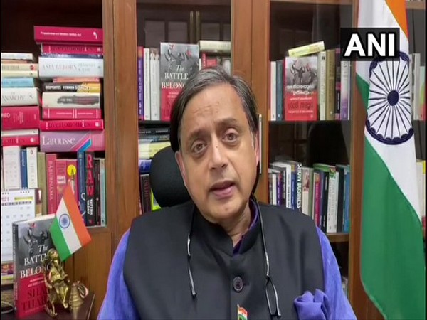 Congress MP Shashi Tharoor speaking to ANI on Thursday (Photo/ANI)