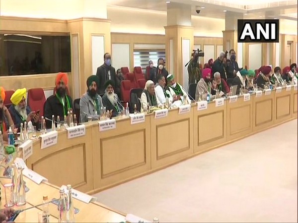 The eighth round of talks between the Central Government and farmer leaders held at Vigyan Bhawan on Friday (Photo/ANI)
