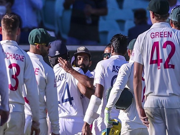 Ajinkya Rahane hugs Hanuma Vihari at the end of the SCG Test (Photo/ ICC Twitter)