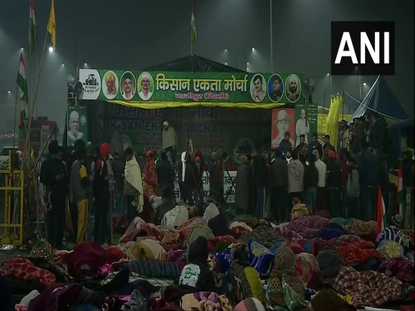 Visuals of farmers at Ghazipur border (Delhi-Uttar Pradesh) where the sit-in protest continues (File photo/ANI)