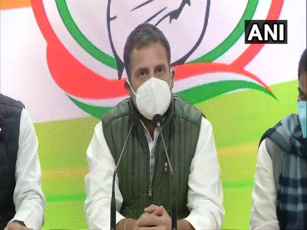 Congress MP Rahul Gandhi briefing the media (Photo/ANI)