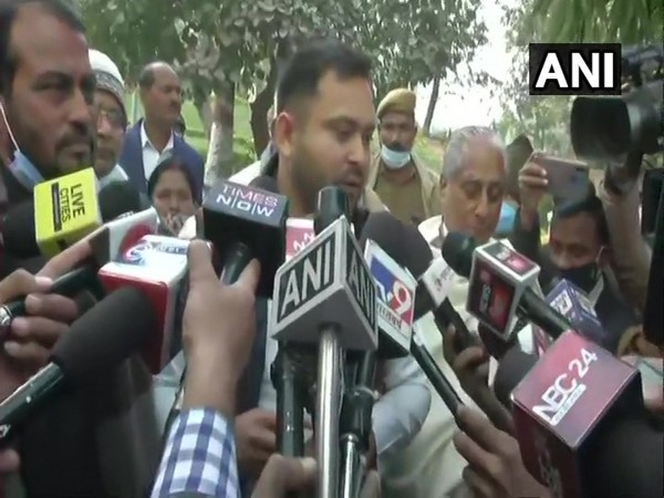 ashtriya Janata Dal leader Tejashwi Yadav after meeting with Governor Phagu Chauhan