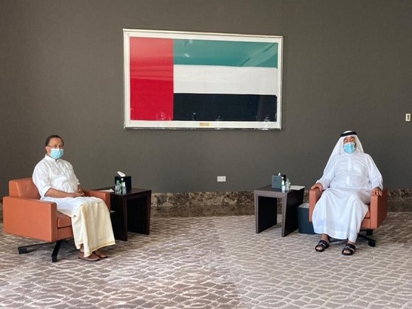 V Muraleedharan met his UAE counterpart, Ahmed Ali Al Sayegh (Photo Credit: Twitter/V Muraleedharan)