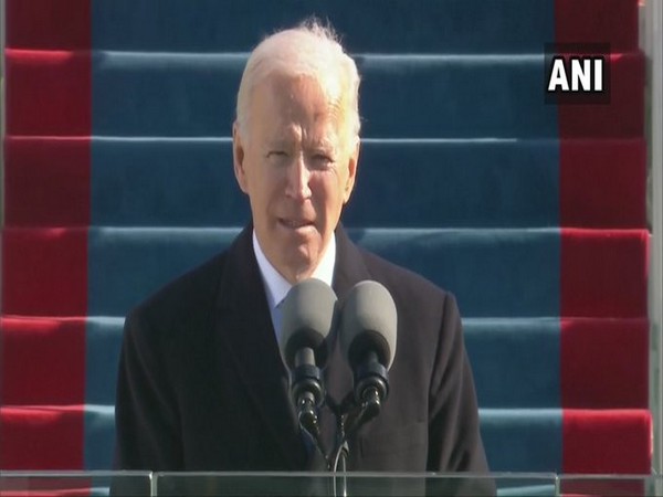 US President Joe Biden at his inaugural speech on Wednesday.