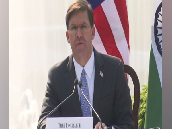 US Defense Secretary Mark Esper delivering a statement after the  2+2 Ministerial Dialogue on Tuesday.