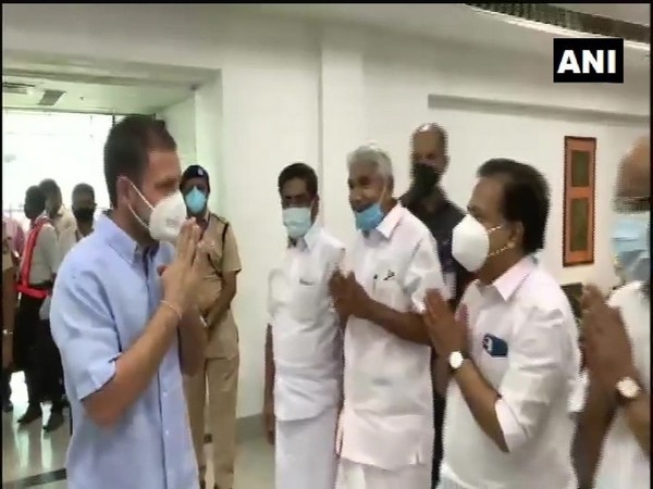 Congress leader Rahul Gandhi at Kozhikode airport. (Photo/ANI)