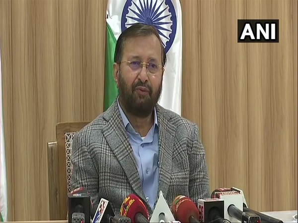 Union Minister Prakash Javadekar addressing reporters. (Photo/ANI)