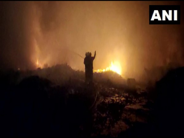 Fire fighting operation underway at Mankhurd scrapyard in Mumbai (Photo/ANI)