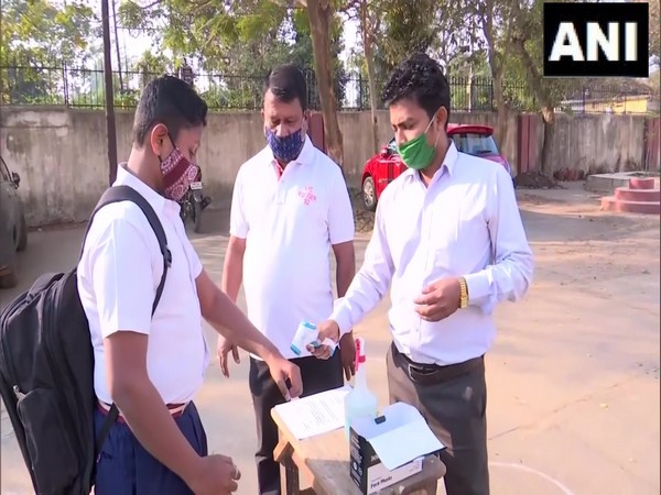Student attending class in a school in Bhubaneshwar, Odisha on Monday. 