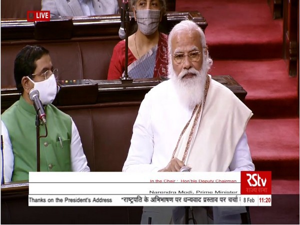 Prime Minister Narendra Modi in Rajya Sabha. (Photo/ANI)