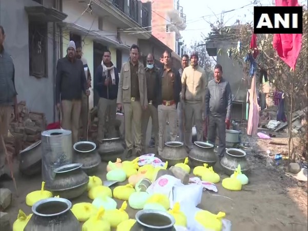 UP Excise Department conducted raids in Gorakhpur and recovered country-made liquor. (Photo/ANI)