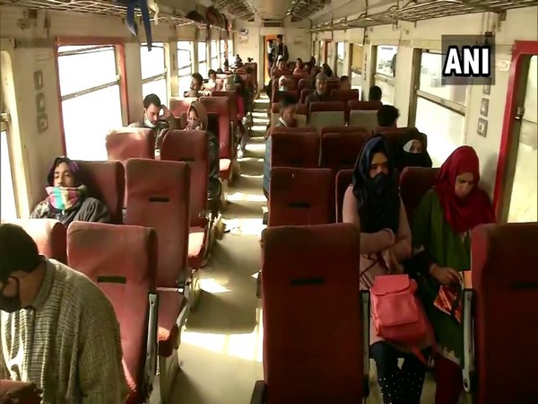 Passengers travelling in a train in Jammu and Kashmir. (ANI)