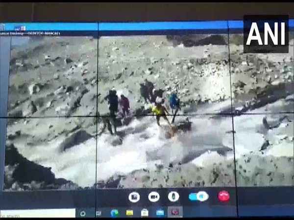 Artificial lake formed after the avalanche in Chamoli district of Uttarakhand 