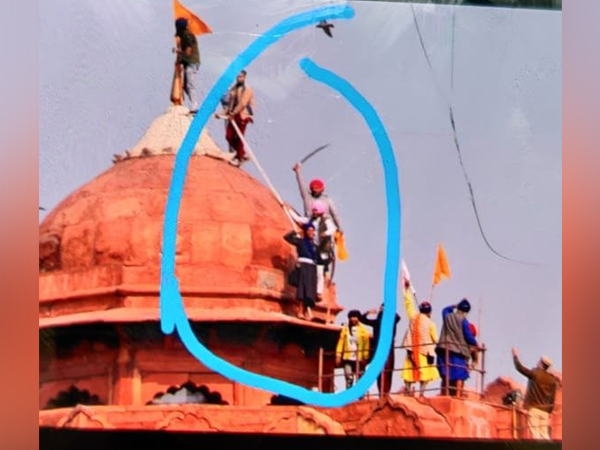 A photograph of Jaspreet Singh during the Republic Day violence. (Photo/ANI)