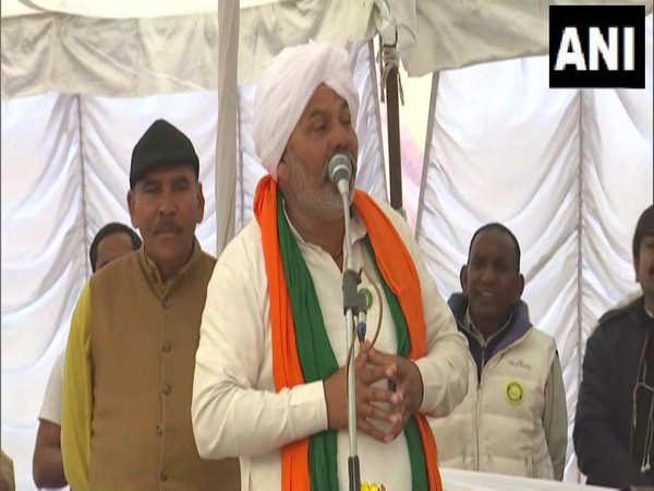 BKU leader Rakesh Tikait at Bahadurgarh (Photo/ANI)