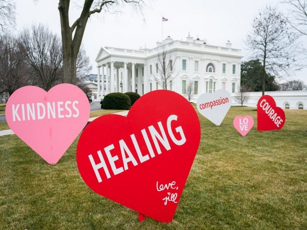 Hearts installed on the North Lawn of the White House (Photo/@FLOTUS:Twitter)