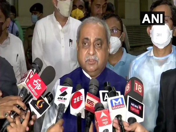 Gujarat Deputy CM Nitin Patel speaking to media on Sunday. Photo/ANI