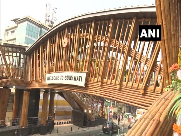 An over-bridge primarily decorated with bamboo inaugurated in Guwahati. 