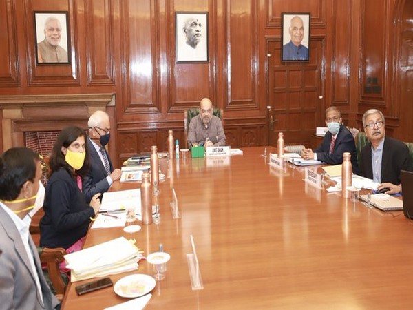 Home Minister Amit Shah during the meeting on Monday. (Image Source: @HMOIndia Twitter handle)