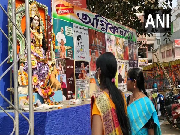 Visual from a puja pandal in Midnapore on Tuesday. (Photo/ANI) 