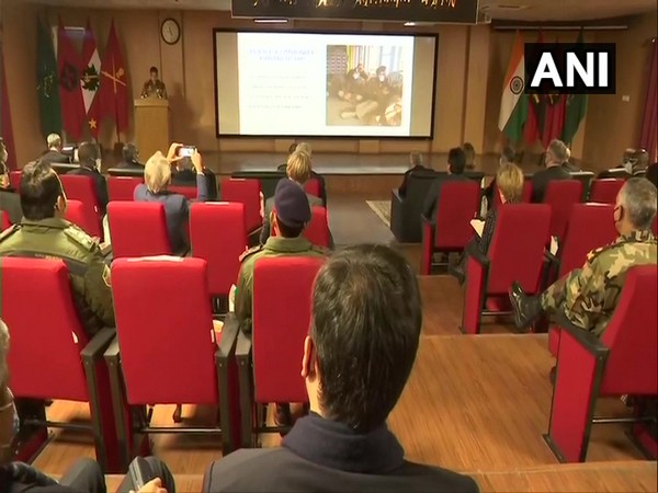 Foreign envoys' meeting with Indian Army and Jammu and Kashmir Police on Thursday. (Photo/ANI)