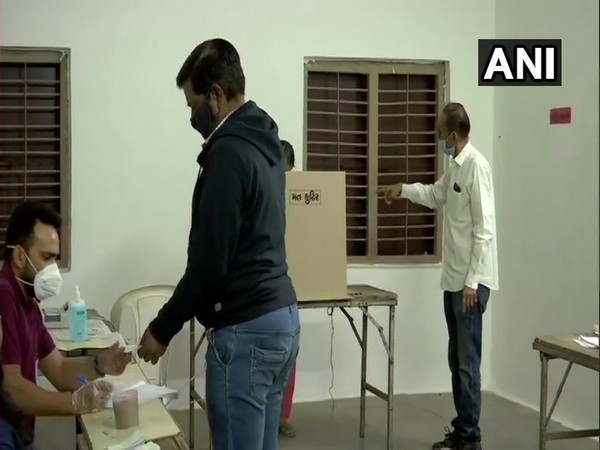Visuals from a polling station in Ahmedabad. (Photo/ANI)