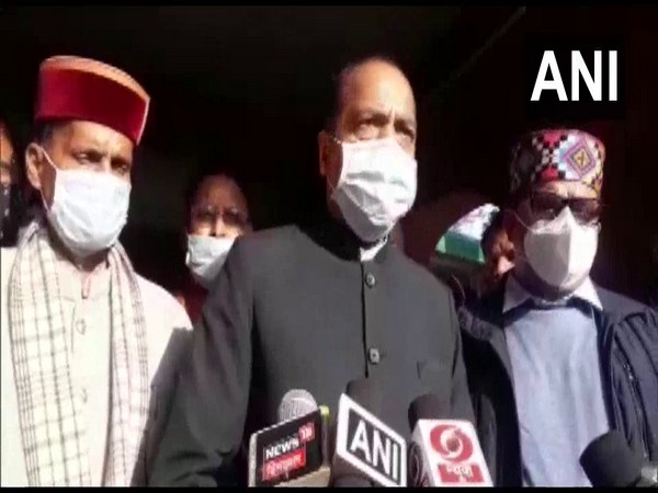 Himachal Pradesh Chief Minister Jai Ram Thakur speaks to reporters in Mandi on Sunday. [Photo/ANI]